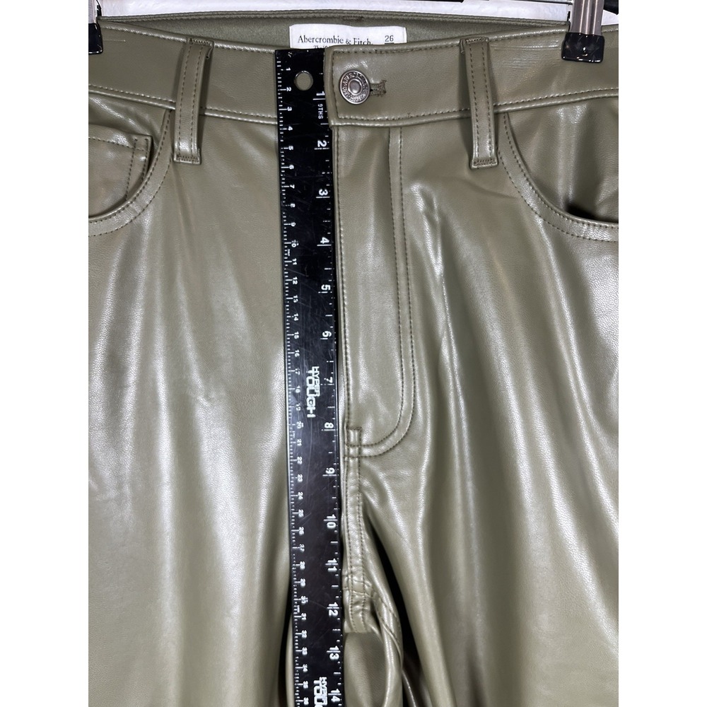 Abercrombie & Fitch Sz 2/26 Pants Olive Green Cargo Faux Leather 90s Relaxed - Picture 10 of 12